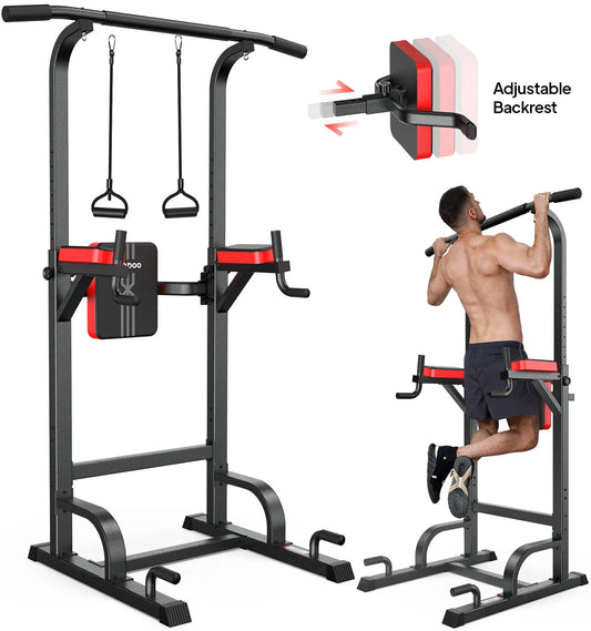 Body Champ Multifunction Power Tower Dip Station Pull up Bar Power Rack for Home Gym Strength Training Workout Equipment Max Weight 480Lbs